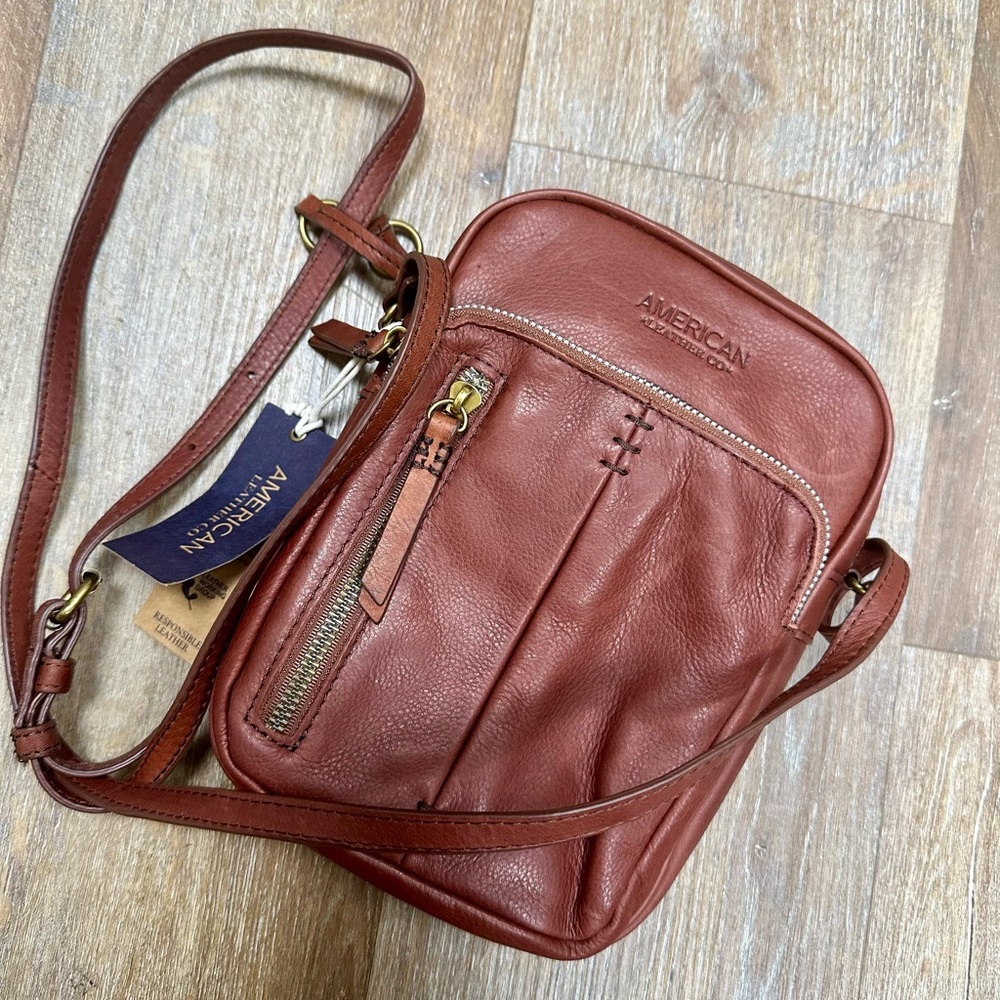 Leather Crossbody Bag - Brown